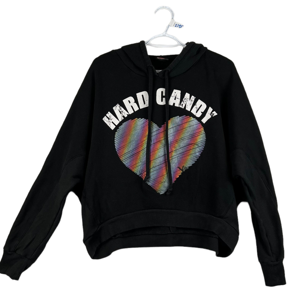 Hard Candy Womens Black Long Sleeve Casual Hoodie Size XXL